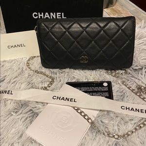 🎀Chanel🖤 Black Wallet converted to ⛓WOC⛓